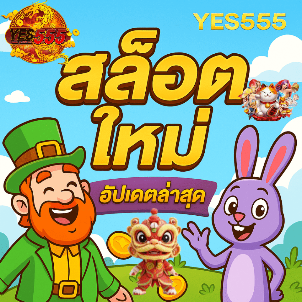 สล็อตใหม่ YES555 เว็บตรงมาแรง ภาพพื้นหลังแดงดำ พร้อมข้อความโบนัสแตกง่าย จ่ายจริง