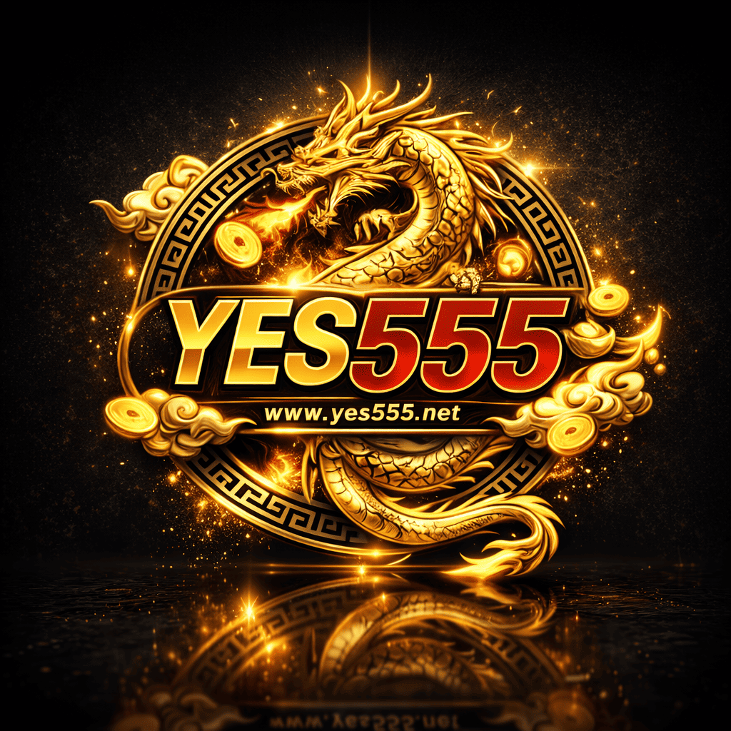 โปรโมท โลโก้ YES555 เป็นตัวมังกร สีทอง พร้อมโลโก้แบนรด์ YES555