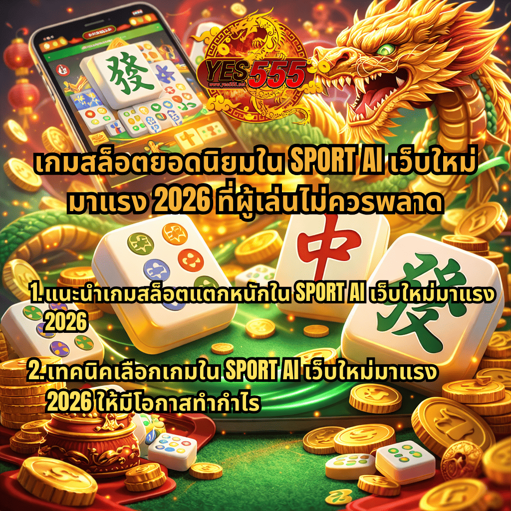 เกมสล็อตยอดนิยมใน SPORT AI เว็บใหม่มาแรง 2026 ธีม Mahjong Ways2 พร้อมมังกรทอง เหรียญทอง และไพ่นกกระจอก เล่นผ่าน YES555 สล็อตแตกหนักยอดนิยม