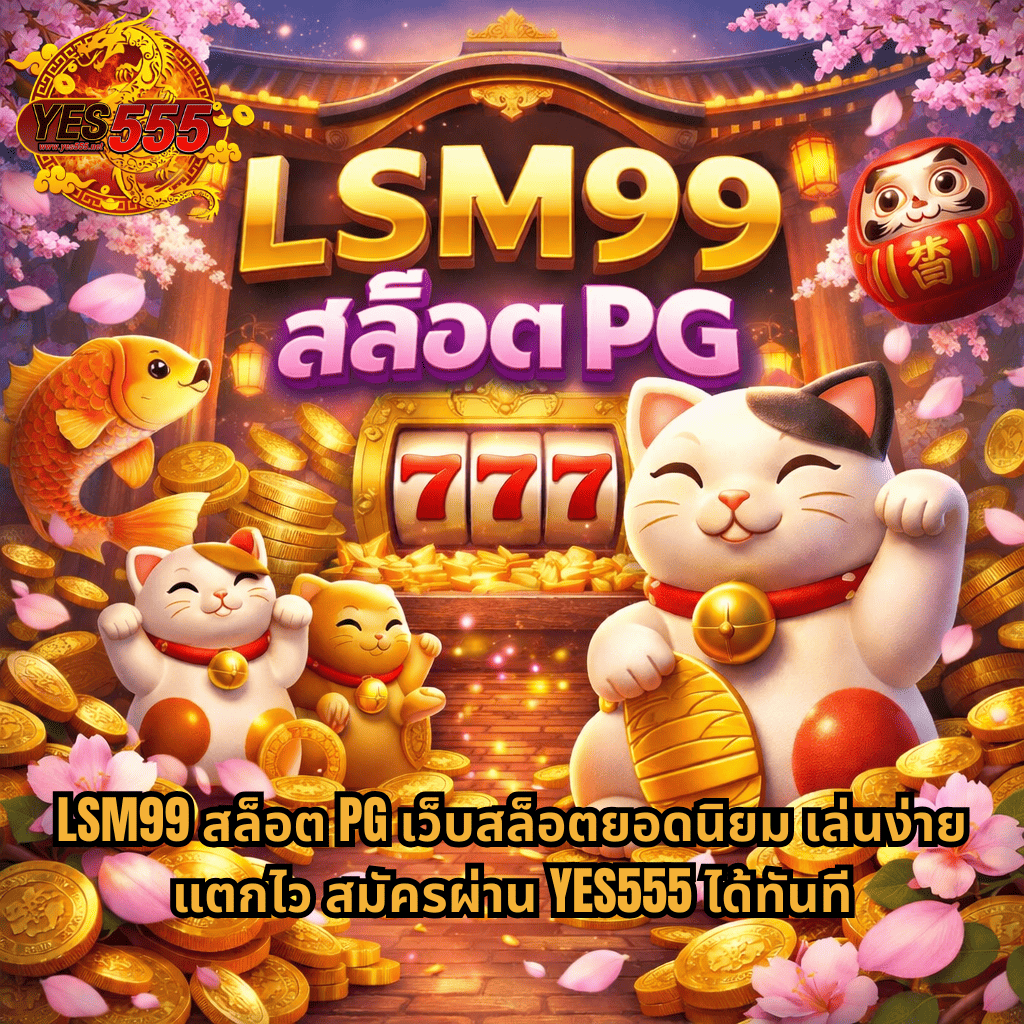 LSM99 สล็อต PG เว็บสล็อตยอดนิยมธีม Lucky Neko มีแมวกวัก เหรียญทอง และสล็อต 777 สมัครเล่นผ่าน YES555 ได้ทันที เล่นง่าย แตกไว รองรับทุกอุปกรณ์